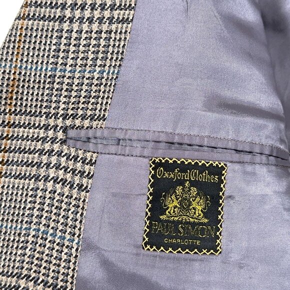 Oxxford Clothes Pure 100% Silk Checked Blazer Partially Lined Men's Size 42L - Picture 8 of 12